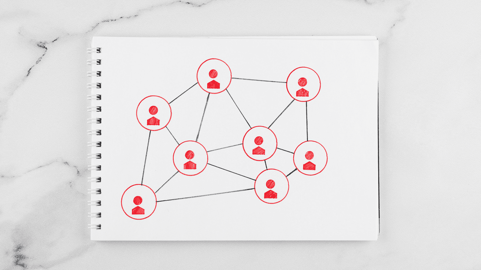 Схема карты пути пользователя: узлы пользователей, соединённые линиями