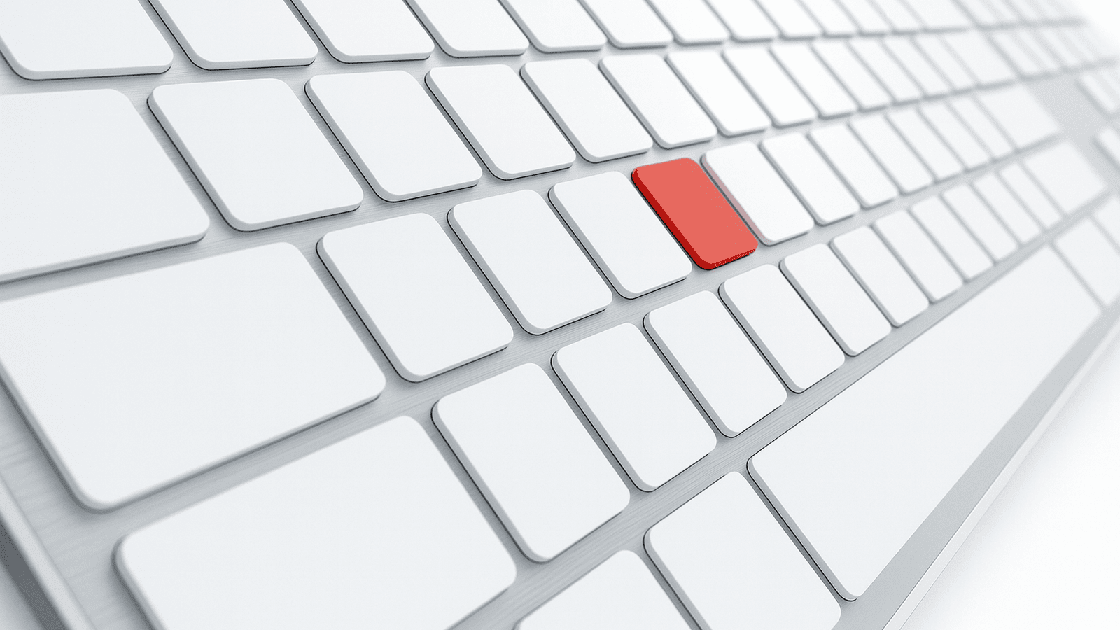 Белая клавиатура с выделенной красной клавишей, символизирующая проверку валидности кода
