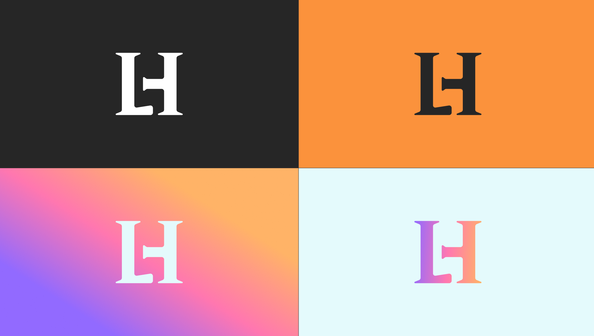 Коллаж ключевых скетчей и вариантов логотипа Landing Heroes