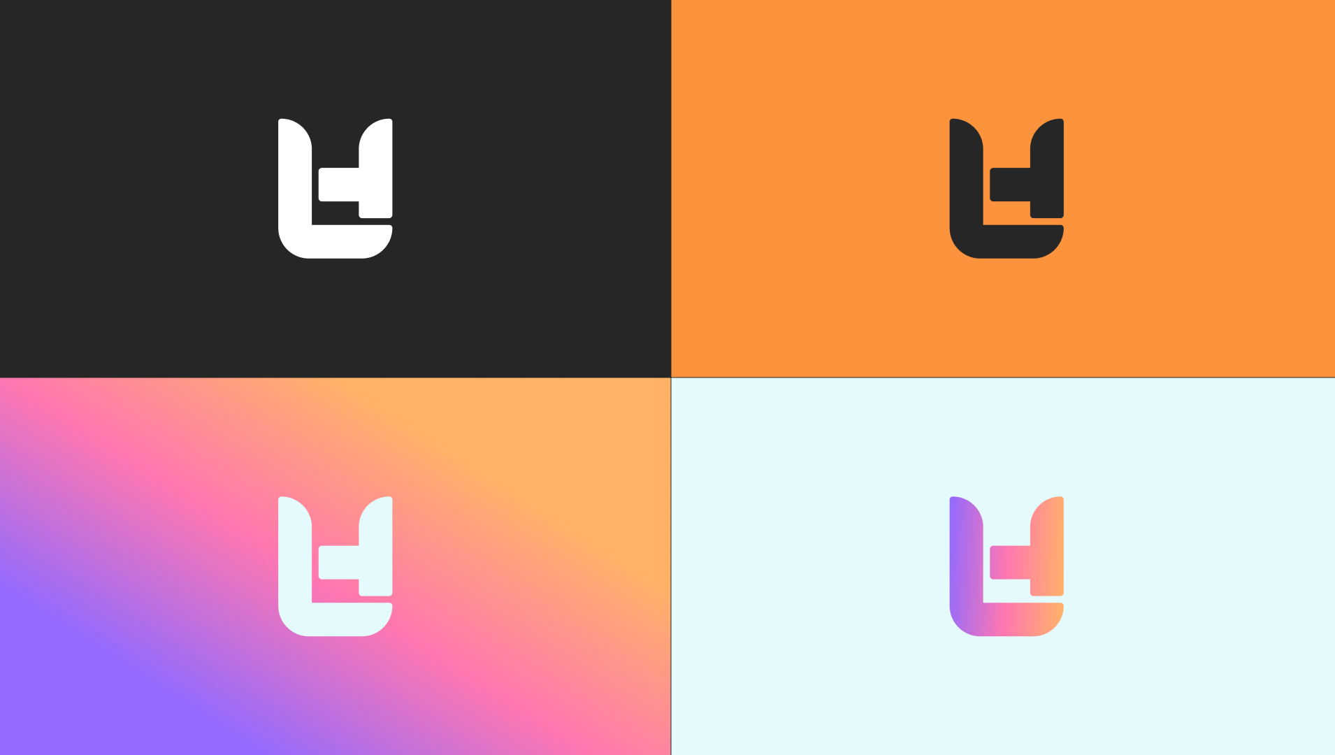 Коллаж ключевых скетчей и вариантов логотипа Landing Heroes